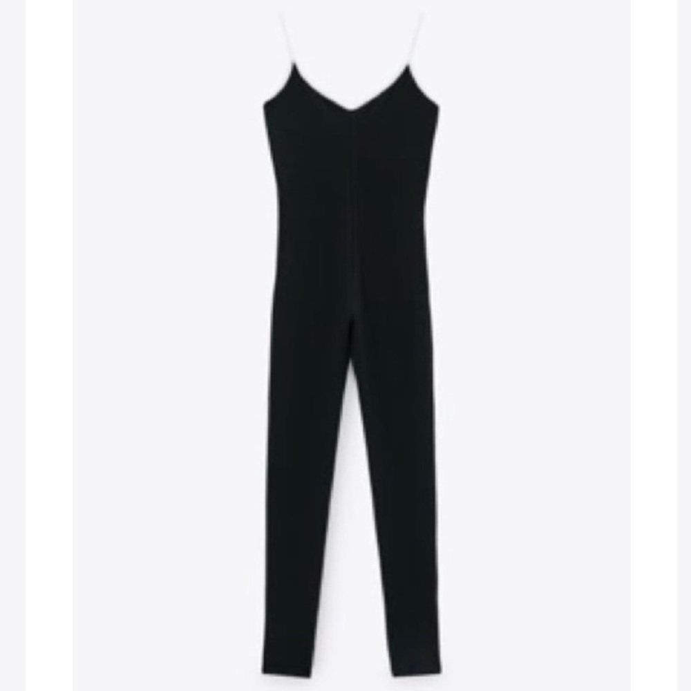 NWT Zara Black with White Trim Jumpsuit Playsuit Romper - Size Small